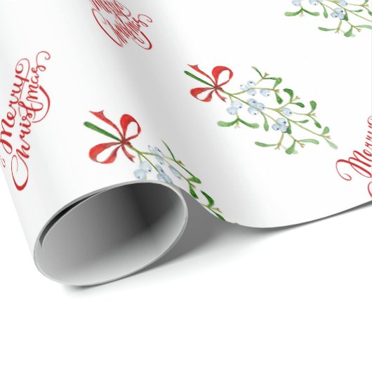 Frohe Weihnachts-Mistletoe Geschenkpapier (Rolleneckpunkt)