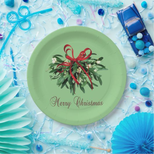 Frohe Weihnachts-Mistletoe Paper-Teller Pappteller (Party)