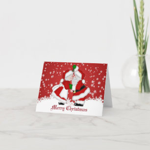 Frohe Weihnachts-Mistletoe Santa Card Feiertagskarte