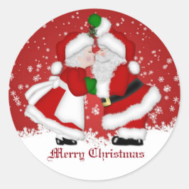 Frohe Weihnachts-Mistletoe-Santa-Stickers Runder Aufkleber