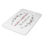 Frohe Weihnachts-Mistletoe und Berries Bath Mat Badematte (Schrägansicht)