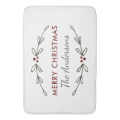 Frohe Weihnachts-Mistletoe und Berries Bath Mat Badematte (Vorderseite Vertikal)
