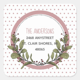 Frohe Weihnachts-Mistletoe-Wreath-Rücksendeadresse Quadratischer Aufkleber