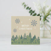 Frohe Weihnachts Mod Village Green Feiertagskarte (Stehend Vorderseite)