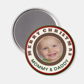 Frohe Weihnachts Mommy und Daddy Custom Foto Magnet (Vorderseite/Rückseite)