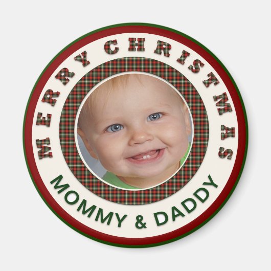 Frohe Weihnachts Mommy und Daddy Custom Foto Magnet (Vorne)