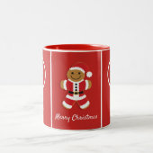 Frohe Weihnachts Monogram Gingerbread Santa Red Zweifarbige Tasse (Mittel)