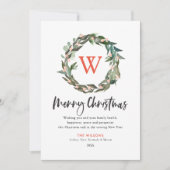Frohe Weihnachts Monogram Wreath Holiday Card Einladung (Vorderseite)
