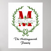 Frohe Weihnachts Monogram Wreath Personalize Poster (Vorne)