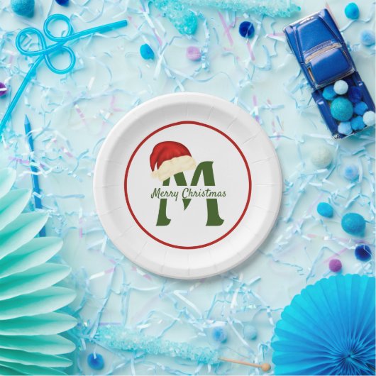 Frohe Weihnachts-Monogramm 7" Rundpapier-Platte Pappteller (Party)