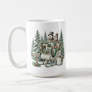 Frohe Weihnachts-Monogramm Country Snowman Schlitt Kaffeetasse