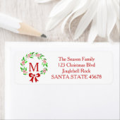 Frohe Weihnachts-Monogramm-Kranz-Etikett (Insitu)