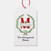 Frohe Weihnachts-Monogramm-Wreath-Geschenk-Tag Geschenkanhänger (Vorderseite)