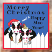 Frohe Weihnachts-Moo-Jahr-Klammern Fensteraufkleber (Blatt 2)