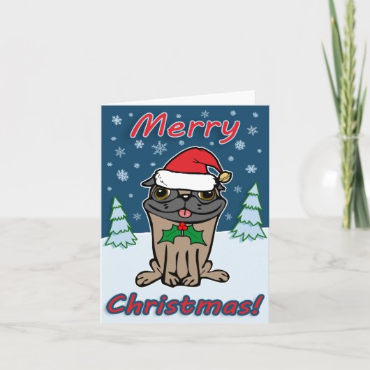 Frohe Weihnachts-Mops #5 Feiertagskarte (Vorderseite)