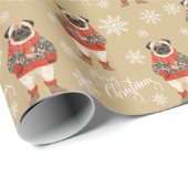 Frohe Weihnachts-Mops Dog Holiday Geschenkpapier (Rolleneckpunkt)