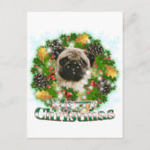 Frohe Weihnachts-Mops Feiertagspostkarte (Vorderseite)