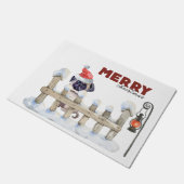 Frohe Weihnachts-Mops Fußmatte (Schrägansicht)