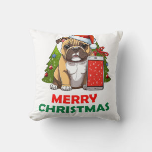 Frohe Weihnachts-Mops Hund Kissen
