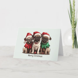 Frohe Weihnachts-Mops-Hunde Feiertagskarte