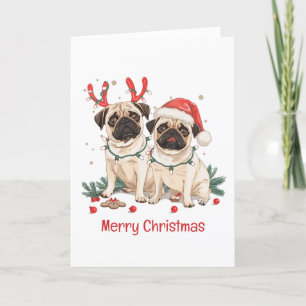 Frohe Weihnachts-Mops-Hunde Feiertagskarte