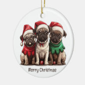 Frohe Weihnachts-Mops-Hunde Keramik Ornament (Links)