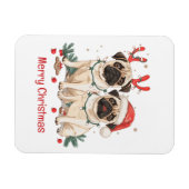 Frohe Weihnachts-Mops-Hunde Magnet (Horizontal)