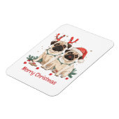 Frohe Weihnachts-Mops-Hunde Magnet (Linke Seite)