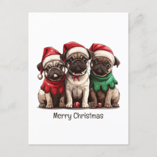 Frohe Weihnachts-Mops-Hunde Postkarte