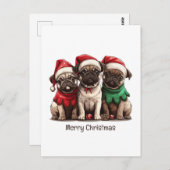Frohe Weihnachts-Mops-Hunde Postkarte (Vorne/Hinten)
