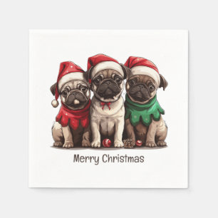 Frohe Weihnachts-Mops-Hunde Serviette