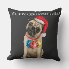 Frohe Weihnachts-Mops Kissen