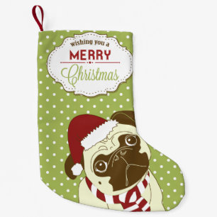 Frohe Weihnachts-Mops Kleiner Weihnachtsstrumpf