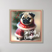 Frohe Weihnachts-Mops Leinwanddruck (Vorderseite)