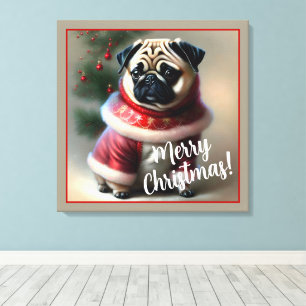 Frohe Weihnachts-Mops Leinwanddruck