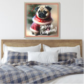 Frohe Weihnachts-Mops Leinwanddruck (Insitu (Schlafzimmer))