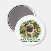 Frohe Weihnachts-Mops Magnet (Vorderseite/Rückseite)