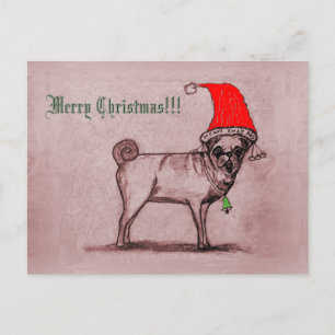 Frohe Weihnachts-Mops Postcard Postkarte