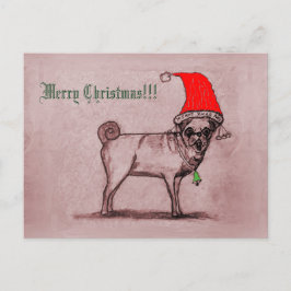 Frohe Weihnachts-Mops Postcard Postkarte