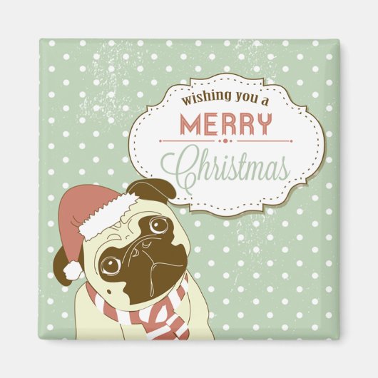 Frohe Weihnachts-Mops Square Magnet (Vorne)
