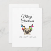 Frohe Weihnachts-Mops-Urlaubskarte Feiertagskarte (Vorne/Hinten)