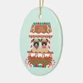 Frohe Weihnachts-Mops Weihnachtsständer Hunde Keramik Ornament (Links)