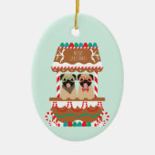 Frohe Weihnachts-Mops Weihnachtsständer Hunde Keramik Ornament (Vorne)