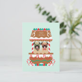 Frohe Weihnachts-Mops Weihnachtsständer Hunde Postkarte (Stehend Vorderseite)