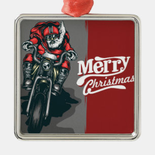 Frohe Weihnachts-Motorrad Santa Ornament