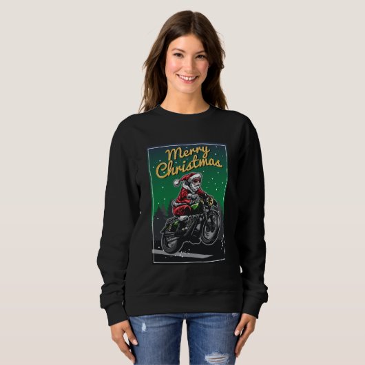 Frohe Weihnachts-Motorrad Santa | Urlaub Sweatshirt (Vorne ganz)