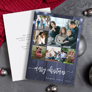 Frohe Weihnachts-Multi-Familie Foto rustikale Wint Feiertagskarte