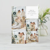 Frohe Weihnachts Multi Foto Collage Custom Message Feiertagskarte (Stehend Vorderseite)