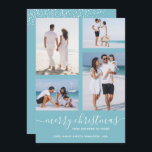 Frohe Weihnachts-Multi-Foto Feiertagskarte<br><div class="desc">Laden Sie Ihre Lieblings-4 Fotos auf diese Weihnachtsfotokarte hoch,  die Ihren Gruß in schicken Schriften auf einem helltürkisfarbenen Hintergrund (oder einer beliebigen Farbe) zeigt. Wählen Sie Matte für schwerstes Papier und High Definition für beste Foto-Qualität. MEHR FARBEN für Sie in unserem Geschäft.</div>