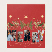 Frohe Weihnachts Multi Foto Red Gold Weihnachtskar (Außenseite Aufgefaltet)